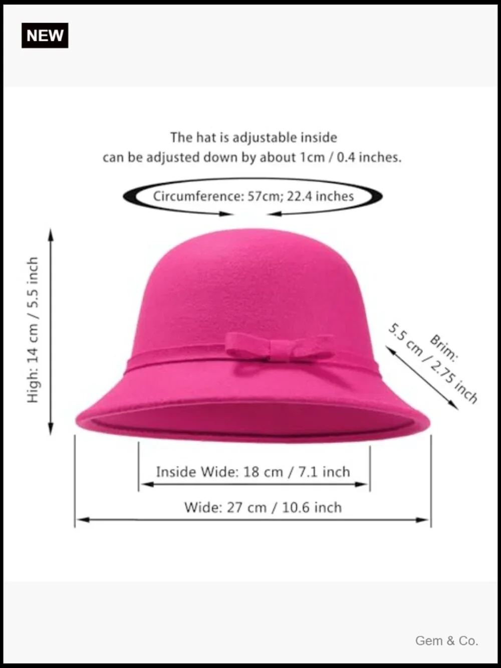 Felt Bucket Hat Adjustable Vintage Bowler Suede Wool